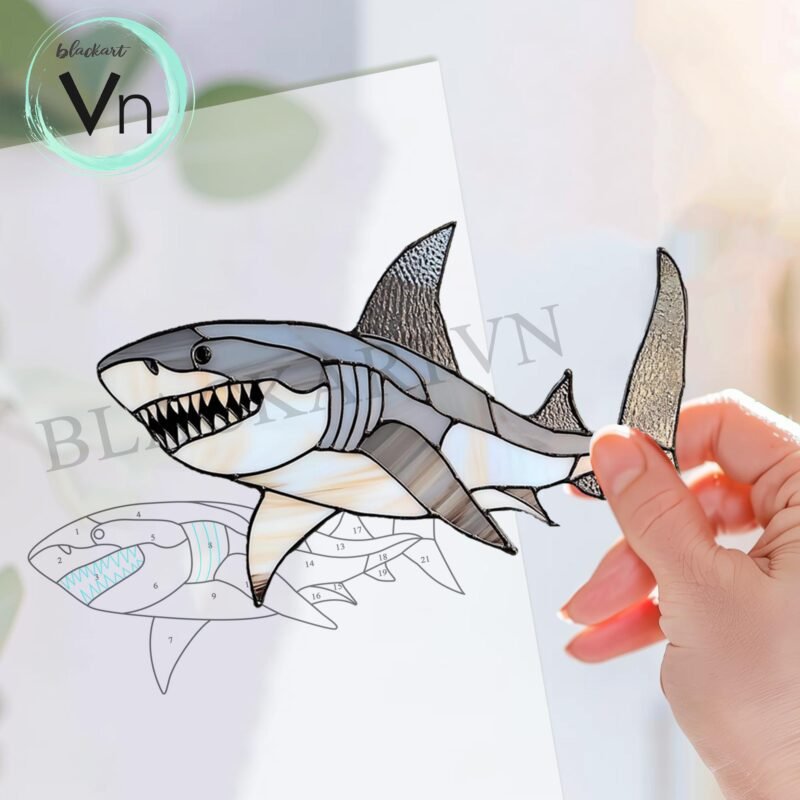 Digital Download Shark Suncatcher T01,Stained Glass Pattern,Diy Stained Glass,Easy art Hobby License Beginner to Intermediate - Image 3