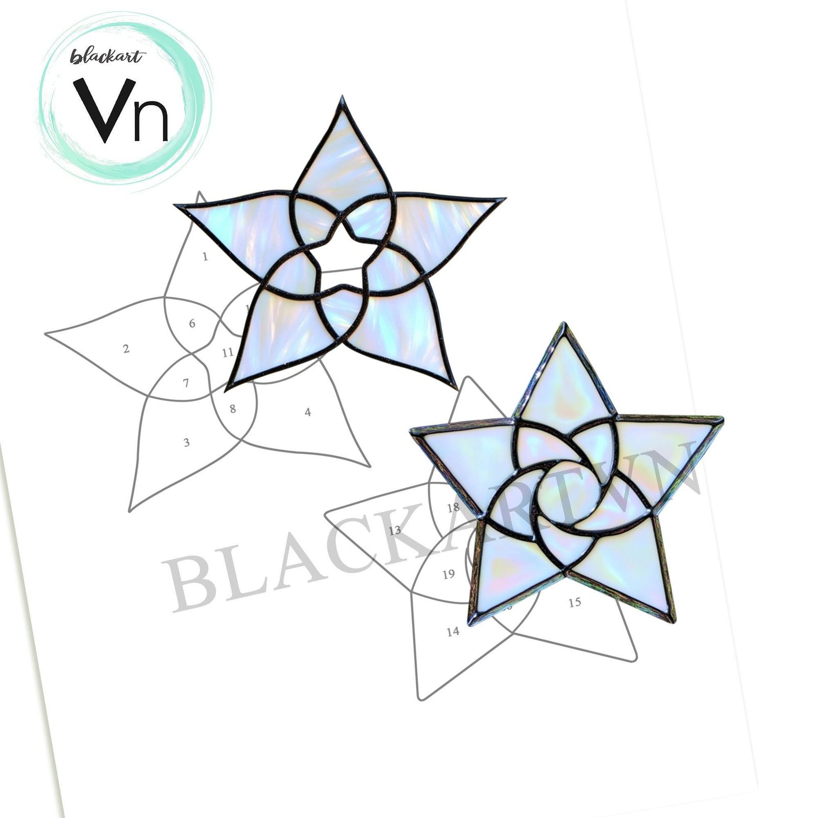 Digital Download Interfaith Tree Topper, Stained Glass Star of David T01, Modern Suncatcher, Diy Stained Glass