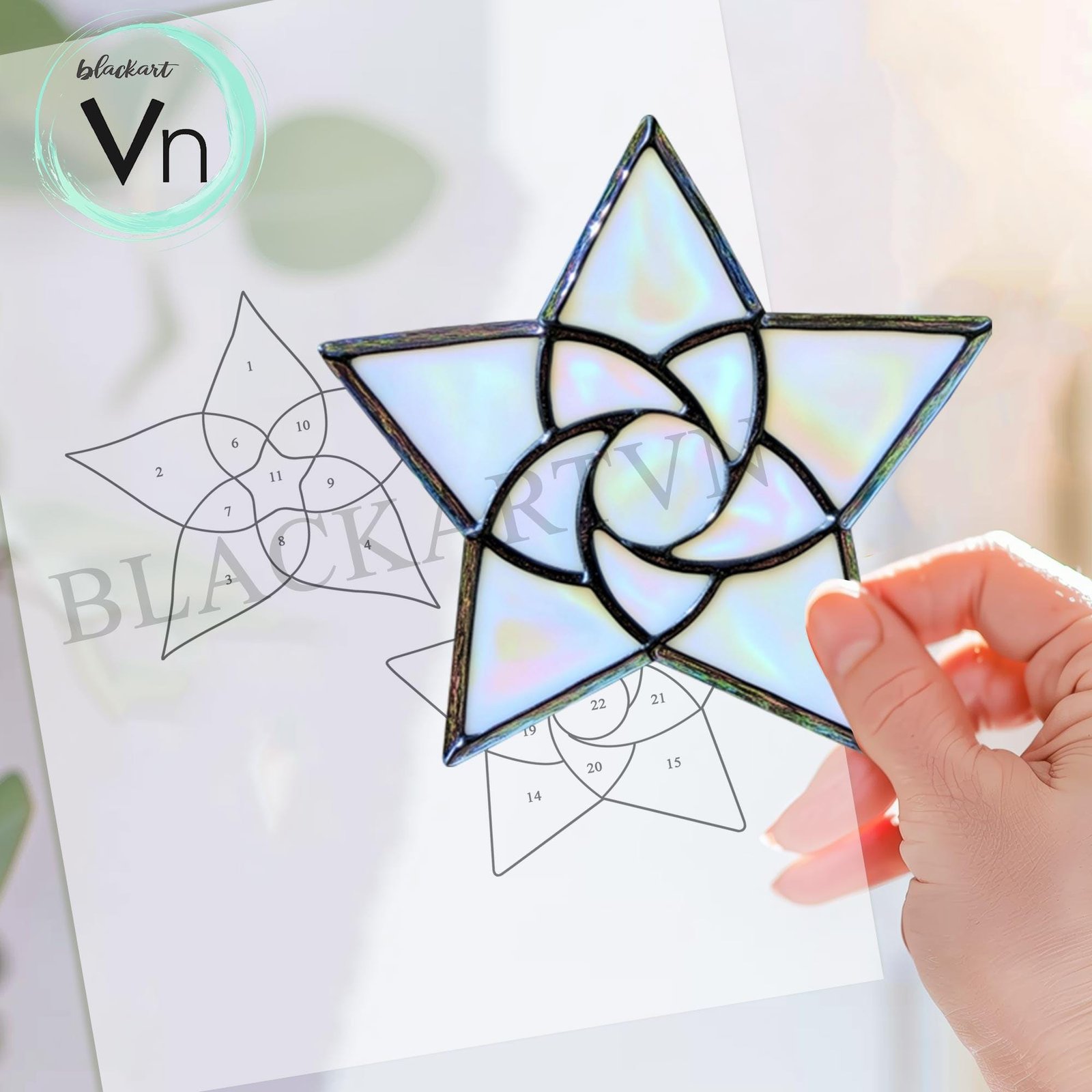 Digital Download Interfaith Tree Topper, Stained Glass Star of David T01, Modern Suncatcher, Diy Stained Glass - Image 5