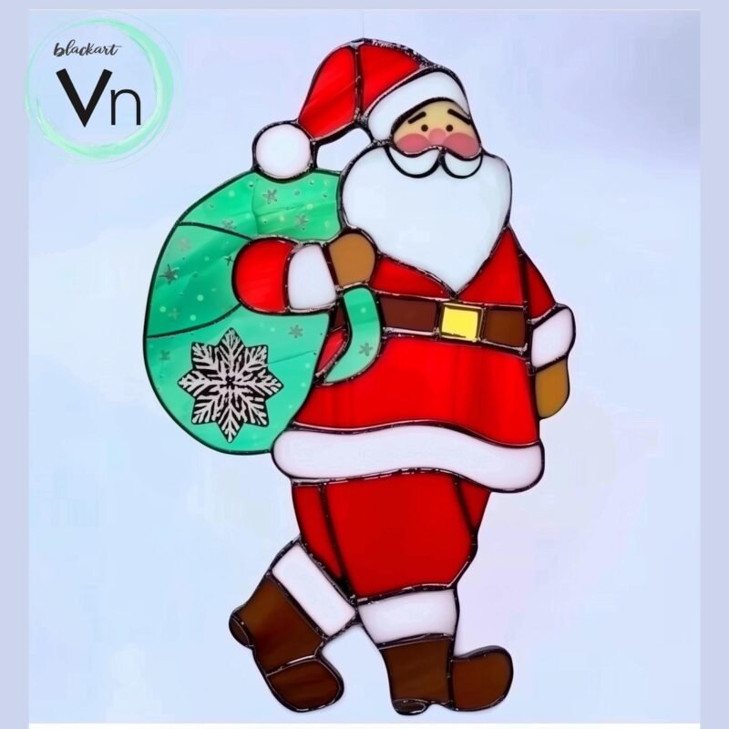 Digital Download Santa Claus T02 Stained Glass  , Modern Suncatcher, Diy Stained Glass