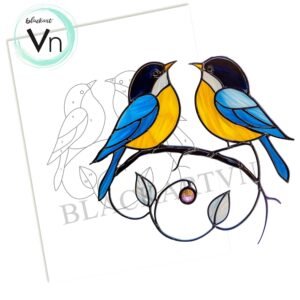 Digital Download  Couple  birds T09  Stained Glass Pattern, Modern Suncatcher, Diy Stained Glass| Beginner