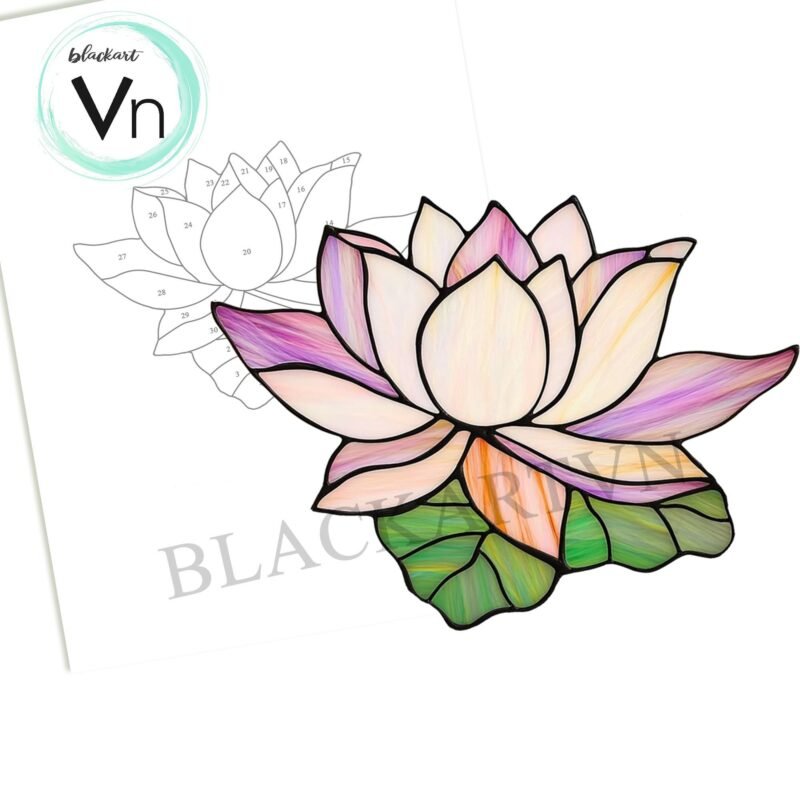 Digital Download Pattern lotus T03 Flower   Stained Glass Pattern, Modern Suncatcher, Diy Stained Glass - Image 3