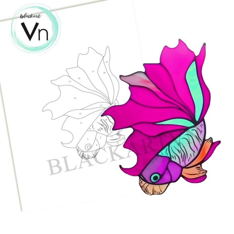 Digital Download Betta fish T01 Stained Glass Pattern, Modern Suncatcher, Diy Stained Glass,Easy art Hobby License Beginner to Intermediate - Image 4