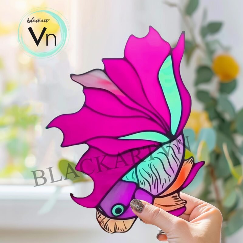 Digital Download Betta fish T01 Stained Glass Pattern, Modern Suncatcher, Diy Stained Glass,Easy art Hobby License Beginner to Intermediate - Image 2
