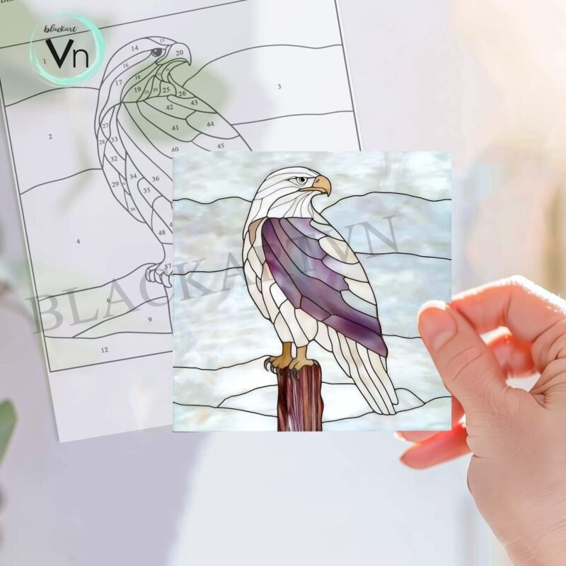 Digital Download Bald Eagle N03, Stained Glass Pattern,Modern Suncatcher,Diy Stained Glass,Easy art Hobby License Beginner to Intermediate - Image 3