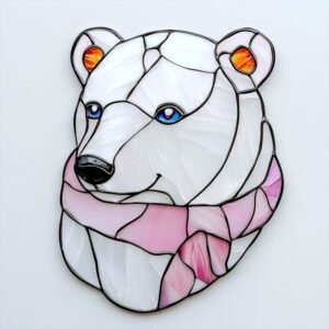 Digital Download Polar Bear N03 ,Stained Glass Pattern,Modern Suncatcher,Diy Stained Glass,Easy art Hobby License Beginner to Intermediate