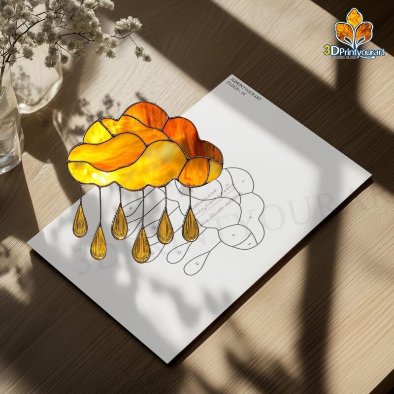 Digital Download Stained Glass Cloud Pattern | Festive Suncatcher Design | Hobby License Download - Image 4
