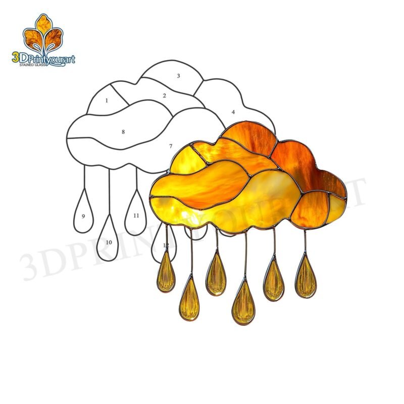 Digital Download Stained Glass Cloud Pattern | Festive Suncatcher Design | Hobby License Download - Image 2