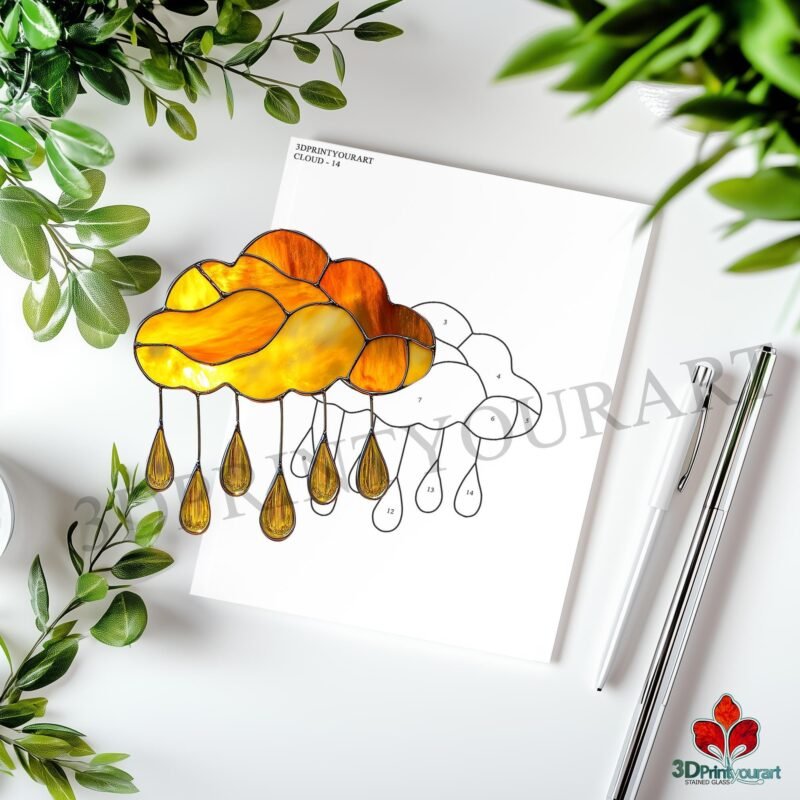 Digital Download Stained Glass Cloud Pattern | Festive Suncatcher Design | Hobby License Download - Image 5