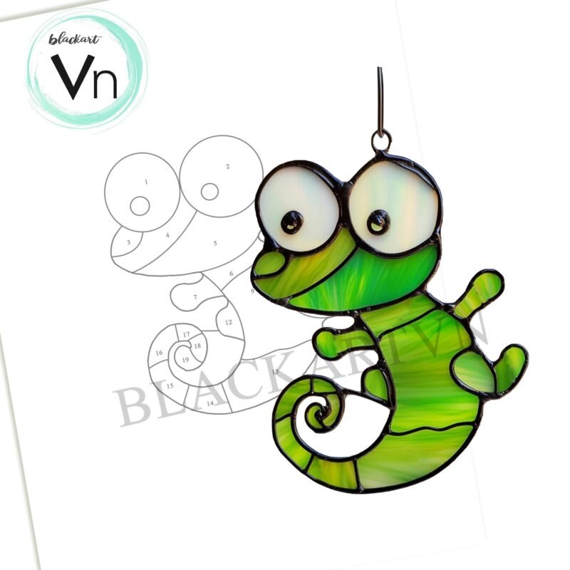 Digital Download Chameleon  T01,  Stained Glass Pattern Modern Suncatcher Diy Easy art Hobby License Beginner to Intermediate stain glass - Image 4