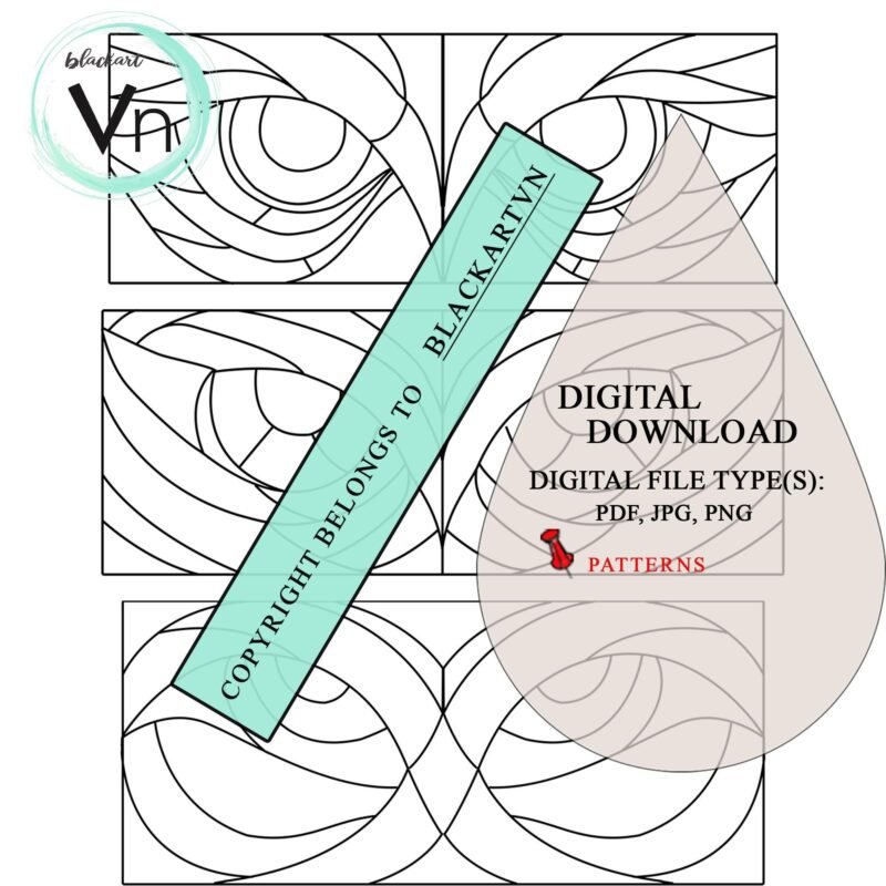 Digital Download  Owl Eyes Stained Glass Pattern T02, Modern Suncatcher Diy Easy art Hobby License Beginner to Intermediate stain glass - Image 2