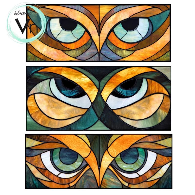 Digital Download  Owl Eyes Stained Glass Pattern T02, Modern Suncatcher Diy Easy art Hobby License Beginner to Intermediate stain glass