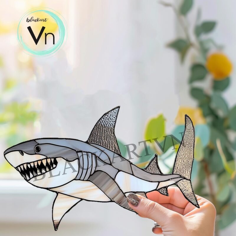 Digital Download Shark Suncatcher T01,Stained Glass Pattern,Diy Stained Glass,Easy art Hobby License Beginner to Intermediate - Image 2