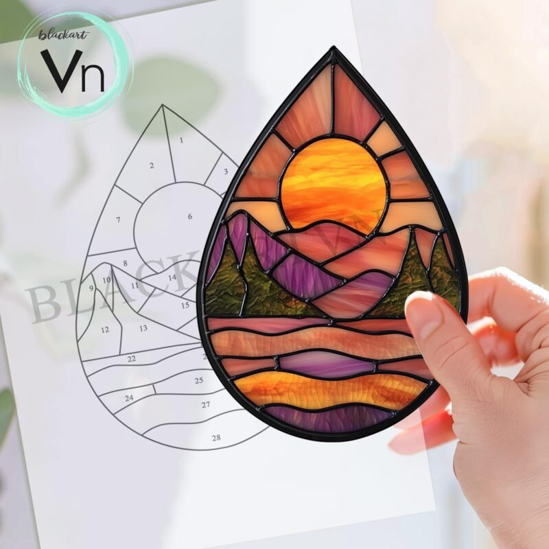 Digital Download Teadrop guild T03 stained glass pattern, Stained Glass Patterns,  DIY Stained Glass, Stained Glass Flowers, - Image 3