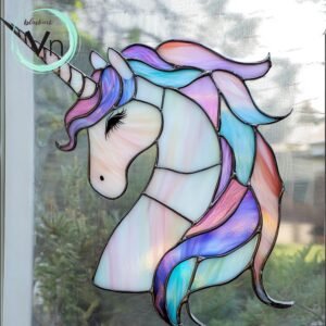 Digital Download Unicorn T03 Stained Glass Pattern, Modern Suncatcher, Diy Stained Glass,Easy art Hobby License Beginner to Intermediate