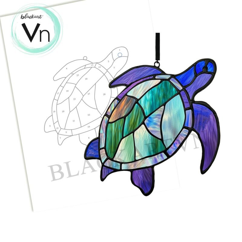 Digital Download  PATTERNS â€¢ Ocean , and Turtle T01 Stained glass - Image 4