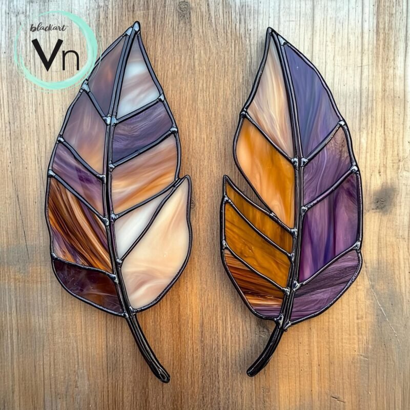 DIGITAL DOWNLOAD pattern  feathers with elegant natur T02 Stained Glass Pattern, Modern Suncatcher, Diy Stained Glass,  Beginner