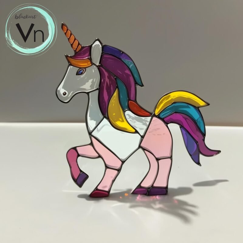 Digital Download Unicorn T05 Stained Glass Pattern, Modern Suncatcher, Diy Stained Glass,Easy art Hobby License Beginner to Intermediate - Image 4