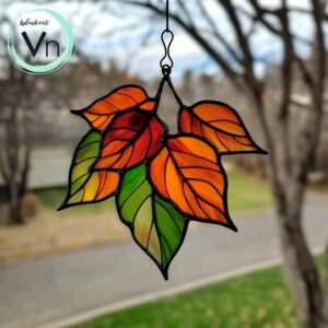 Digital Download Autumn leaves in stained glass T01 Stained Glass Pattern, Modern Suncatcher, Diy Stained Glass