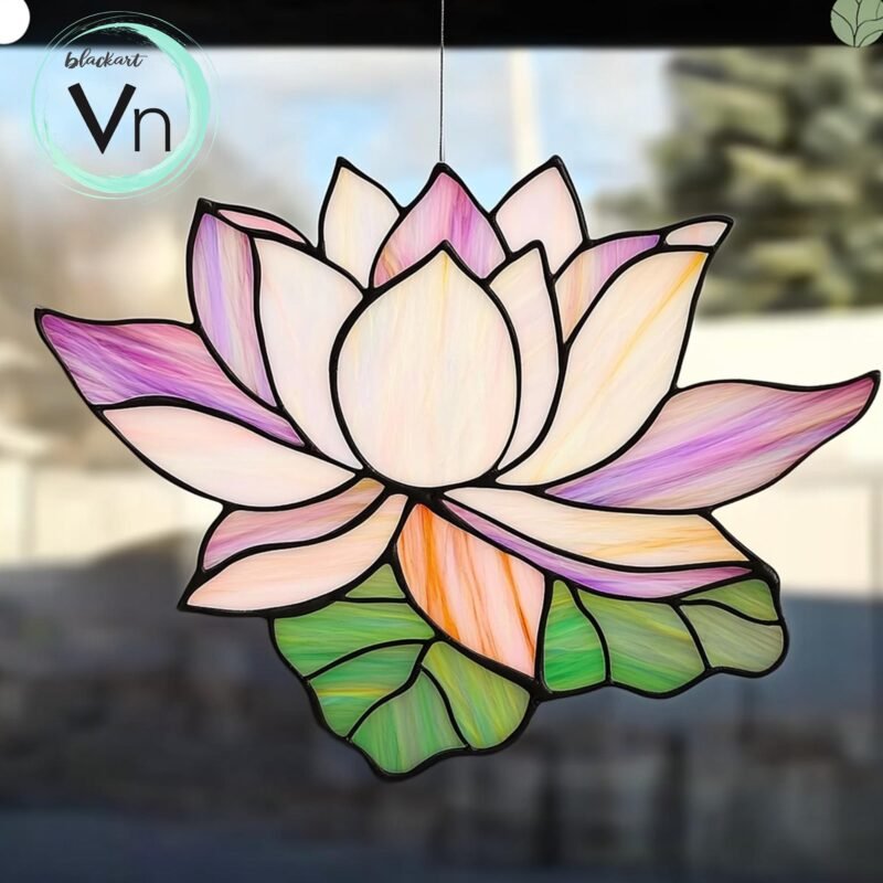 Digital Download Pattern lotus T03 Flower   Stained Glass Pattern, Modern Suncatcher, Diy Stained Glass - Image 4