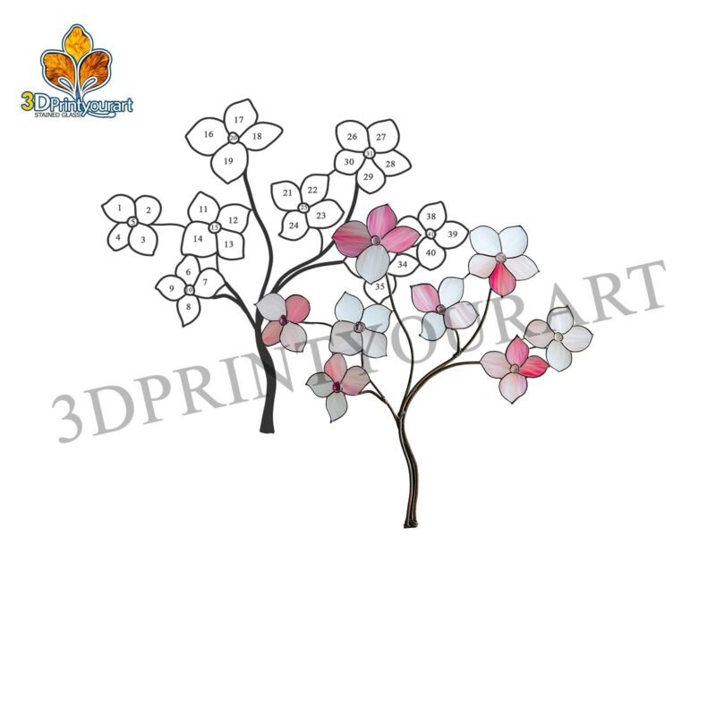 Digital Download Stained Glass Cherry blossoms Pattern | Festive Suncatcher Design | Hobby License Download - Image 2