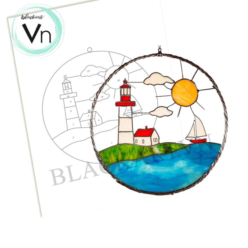 Digital Suncatcher Lighthouses Suncatcher Stain Glass beaconT05  Home Decor Window Decor Art High End Living Father's Day