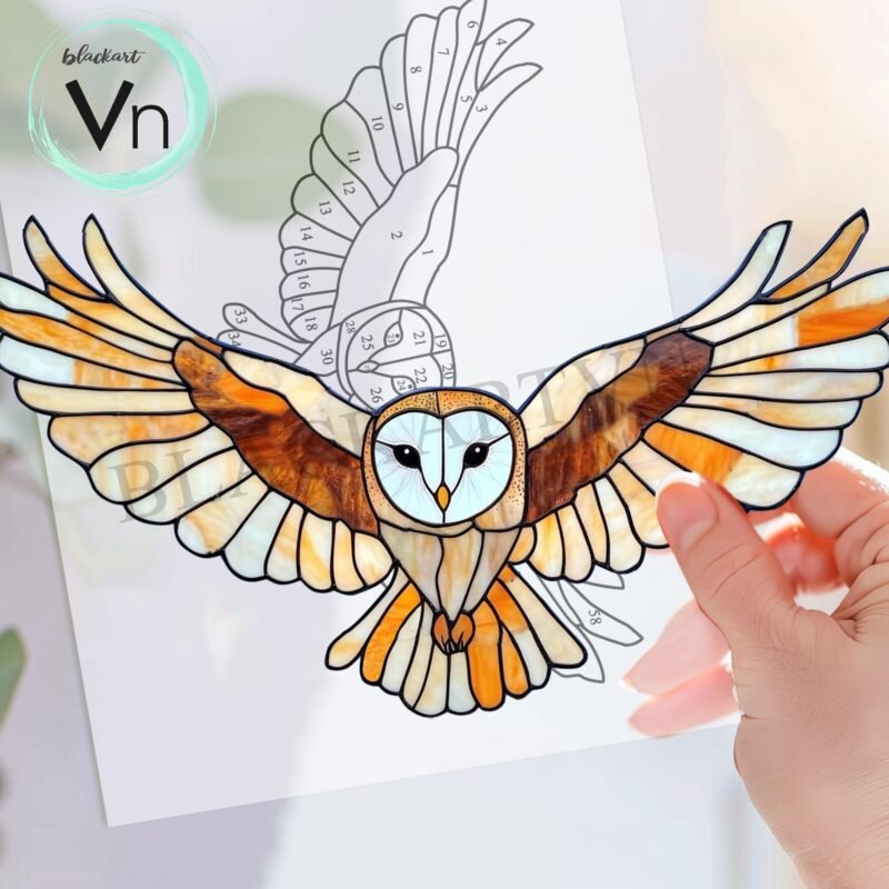 Digital Download Humming OWL T09,  Stained Glass Pattern Modern Suncatcher Diy Easy art Hobby License Beginner to Intermediate stain glass - Image 3