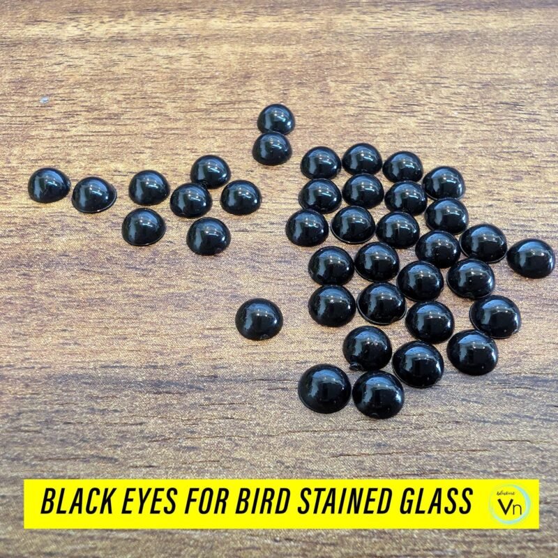Create Beautiful eye for Stained Glass Birds 40 Pcs Black Eyes for bird Stained Glass tool  6mm, 8mm DIY Craft - Image 2