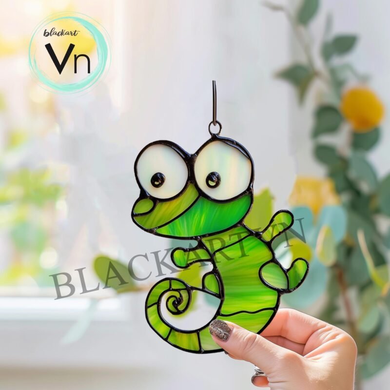 Digital Download Chameleon  T01,  Stained Glass Pattern Modern Suncatcher Diy Easy art Hobby License Beginner to Intermediate stain glass - Image 2