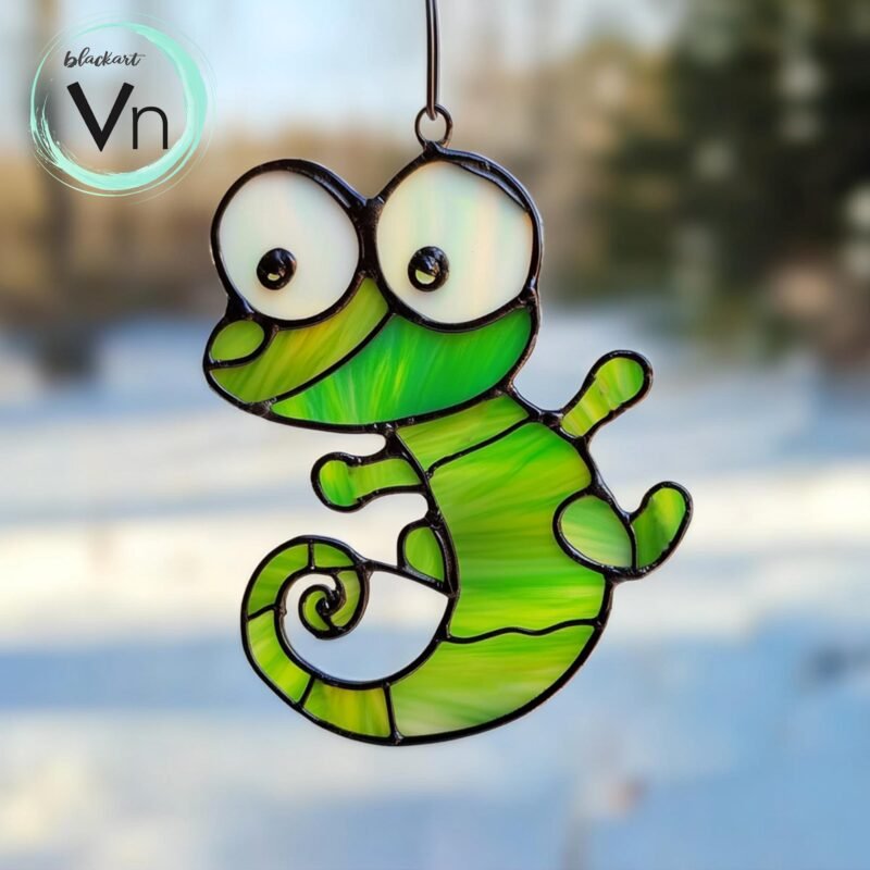 Digital Download Chameleon  T01,  Stained Glass Pattern Modern Suncatcher Diy Easy art Hobby License Beginner to Intermediate stain glass