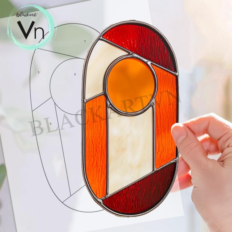 Digital Download abstract sun catcher glass T01, Modern Suncatcher, Diy Stained Glass,Window Hanging Decor - Image 3