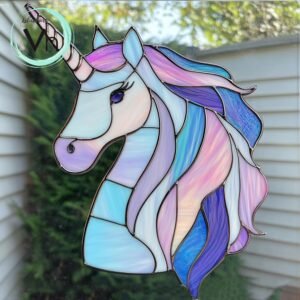 Digital Download Unicorn T02 Stained Glass Pattern, Modern Suncatcher, Diy Stained Glass,Easy art Hobby License Beginner to Intermediate