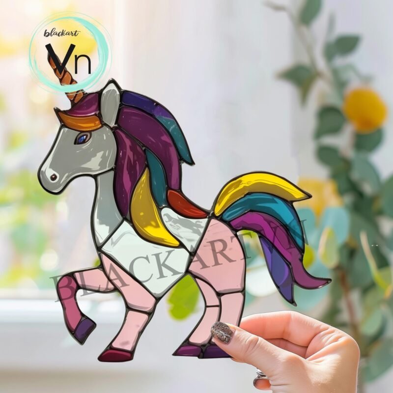 Digital Download Unicorn T05 Stained Glass Pattern, Modern Suncatcher, Diy Stained Glass,Easy art Hobby License Beginner to Intermediate - Image 2