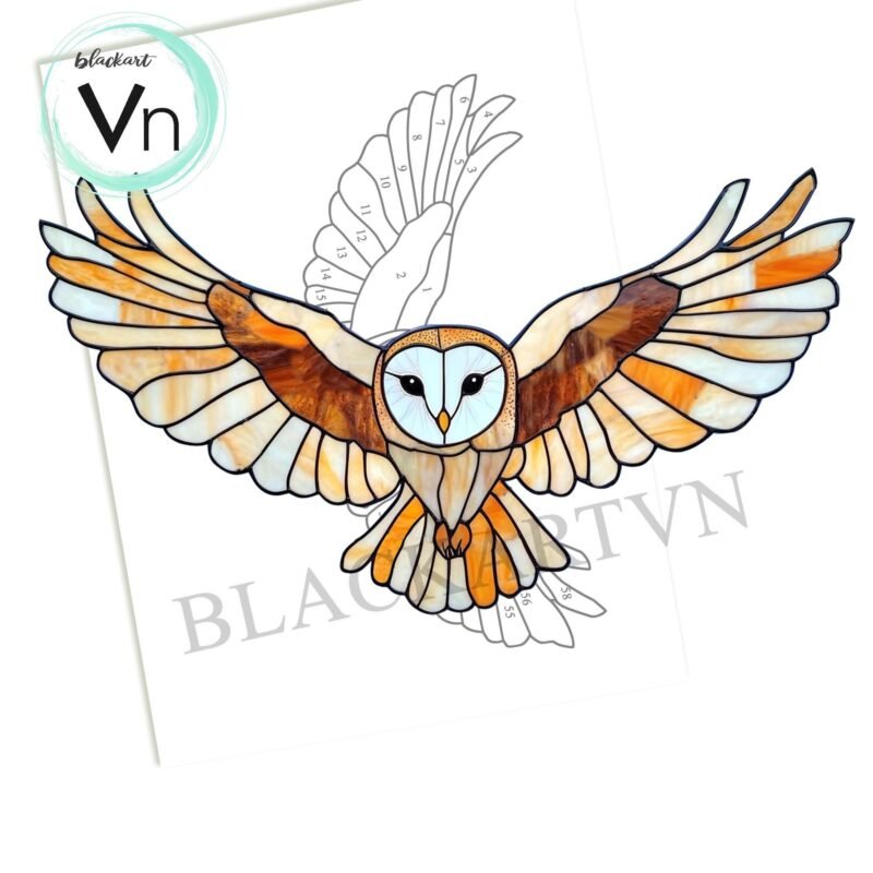 Digital Download Humming OWL T09,  Stained Glass Pattern Modern Suncatcher Diy Easy art Hobby License Beginner to Intermediate stain glass - Image 4