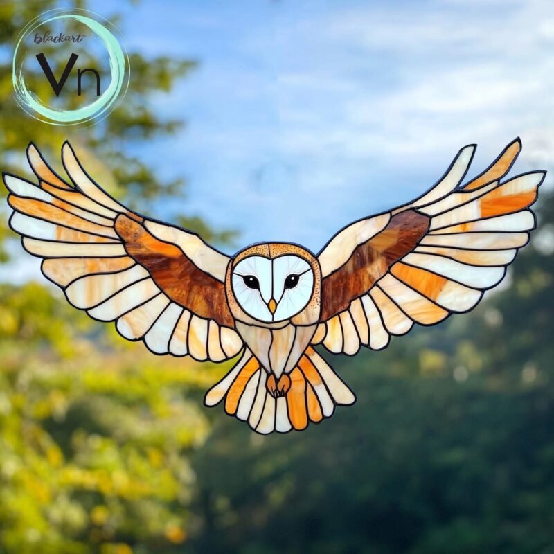 Digital Download Humming OWL T09,  Stained Glass Pattern Modern Suncatcher Diy Easy art Hobby License Beginner to Intermediate stain glass