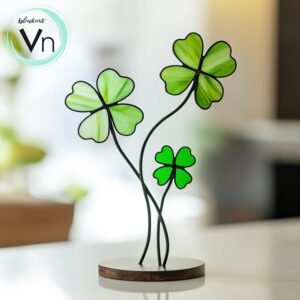 Digital Download Poppy flower  Stained glass four leaf clover, lucky clover, Modern Suncatcher, Diy Stained Glass