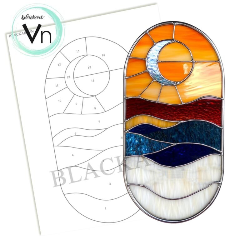 Digital Download abstract sun catcher glass T05, Modern Suncatcher, Diy Stained Glass,Window Hanging Decor - Image 4