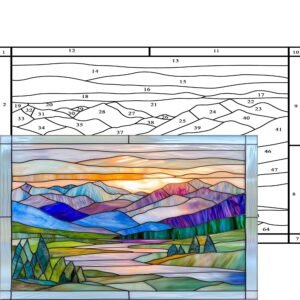 Digital Download Mountain landscape Mountain landscape 25X16 inch,Stained Glass Pattern, Modern Suncatcher, Diy , Stained Glass Windows ,