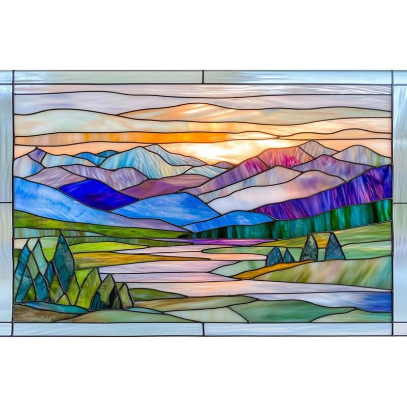 Digital Download Mountain landscape Mountain landscape 25X16 inch,Stained Glass Pattern, Modern Suncatcher, Diy , Stained Glass Windows , - Image 2