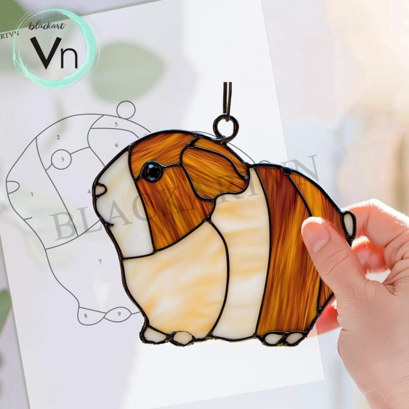 Digital Download   Stained glass Guinea Pig T01 Stained Glass Pattern, Modern Suncatcher, Diy Stained Glass - Image 3