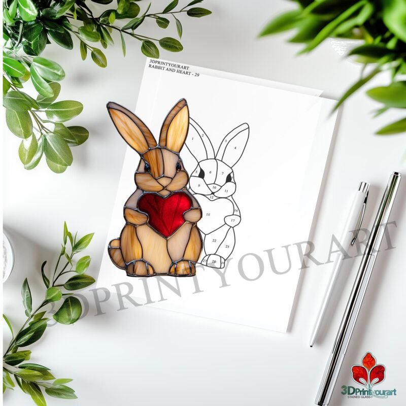 Digital Download Stained Glass Rabbit And Heart | Festive Suncatcher Design | Hobby License Download - Image 4