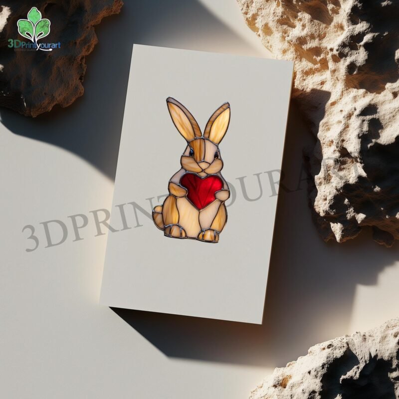 Digital Download Stained Glass Rabbit And Heart | Festive Suncatcher Design | Hobby License Download - Image 2