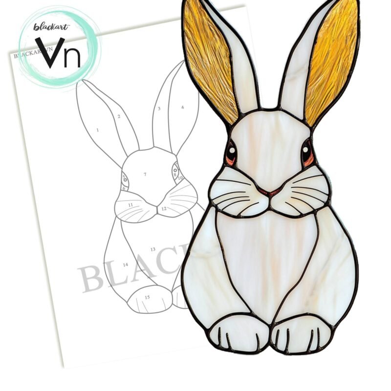 Digital Download Rabbit T02 Stained Glass Pattern   Stained Glass  , Modern Suncatcher, Diy Stained Glass - Image 4
