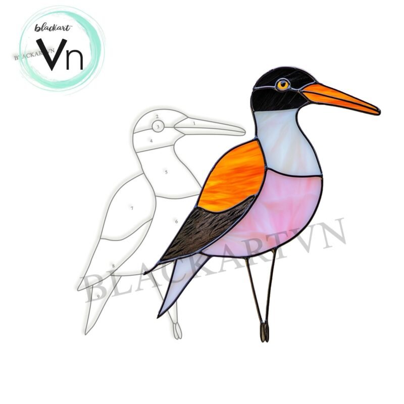 Digital Download Oystercatchers T01,Stained Glass Pattern,Modern Suncatcher, - Image 4