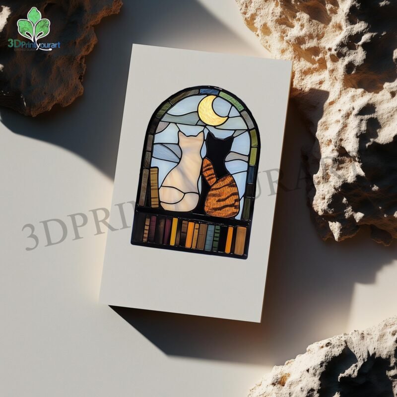 Digital Download Stained Glass Cat and Book Pattern | Festive Suncatcher Design | Hobby License Download - Image 3