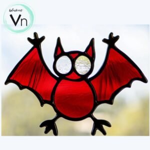 Digital Download Stained glass bat Halloween T09 Stained Glass Pattern, Modern Suncatcher, Diy Stained Glass