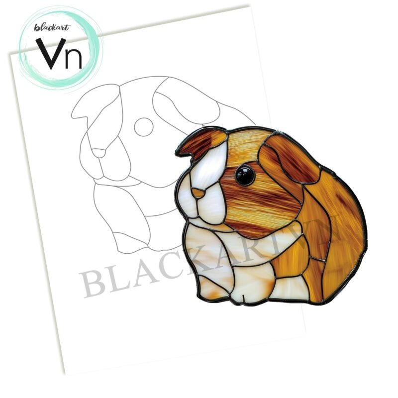 Digital Download   Stained glass Guinea Pig T02 Stained Glass Pattern, Modern Suncatcher, Diy Stained Glass - Image 4