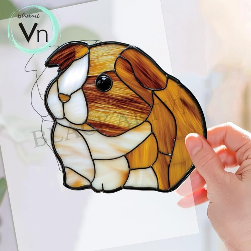 Digital Download   Stained glass Guinea Pig T02 Stained Glass Pattern, Modern Suncatcher, Diy Stained Glass - Image 3