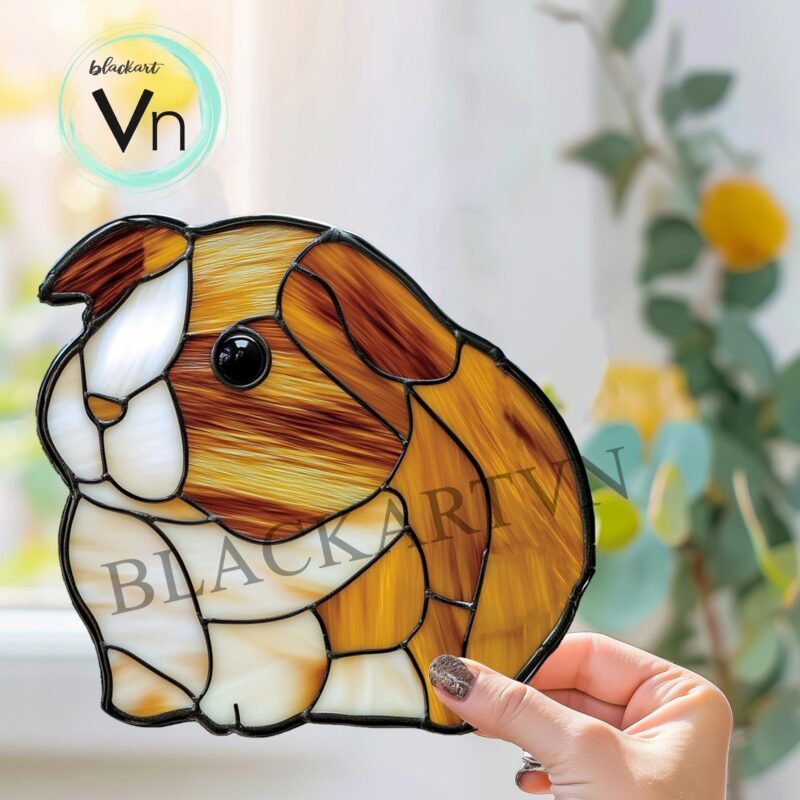 Digital Download   Stained glass Guinea Pig T02 Stained Glass Pattern, Modern Suncatcher, Diy Stained Glass - Image 2