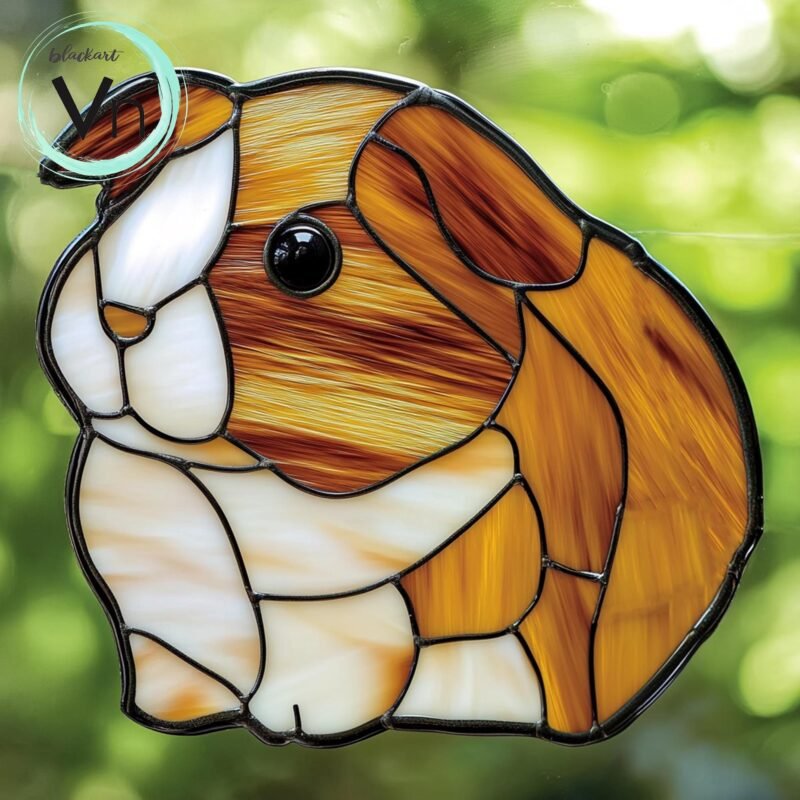 Digital Download   Stained glass Guinea Pig T02 Stained Glass Pattern, Modern Suncatcher, Diy Stained Glass